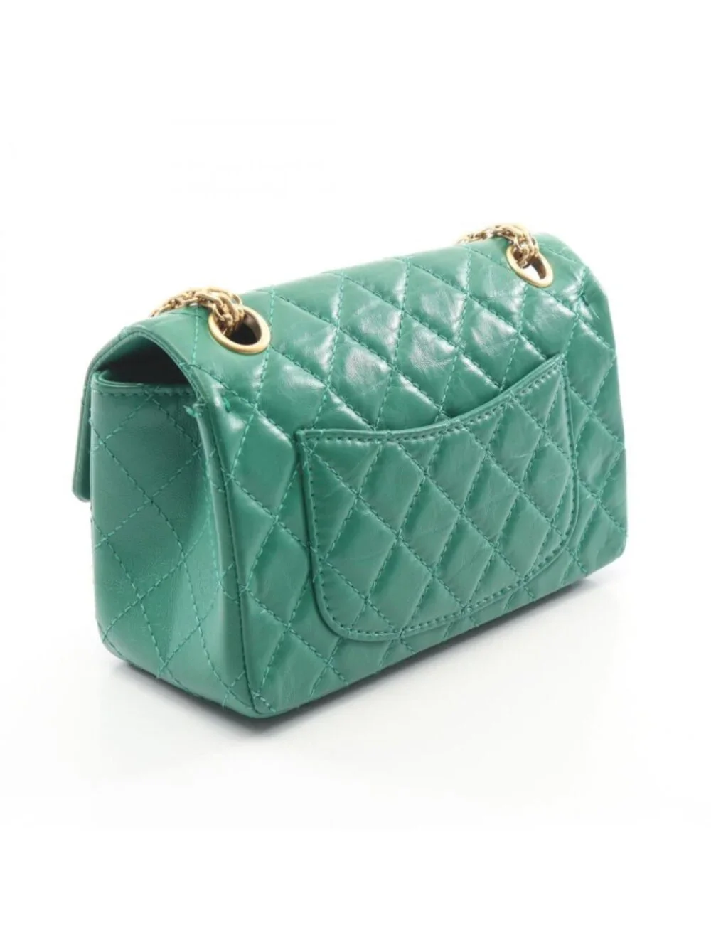 Chanel Shoulder Bag 2.55 Mini Quilted Green Leather Chain